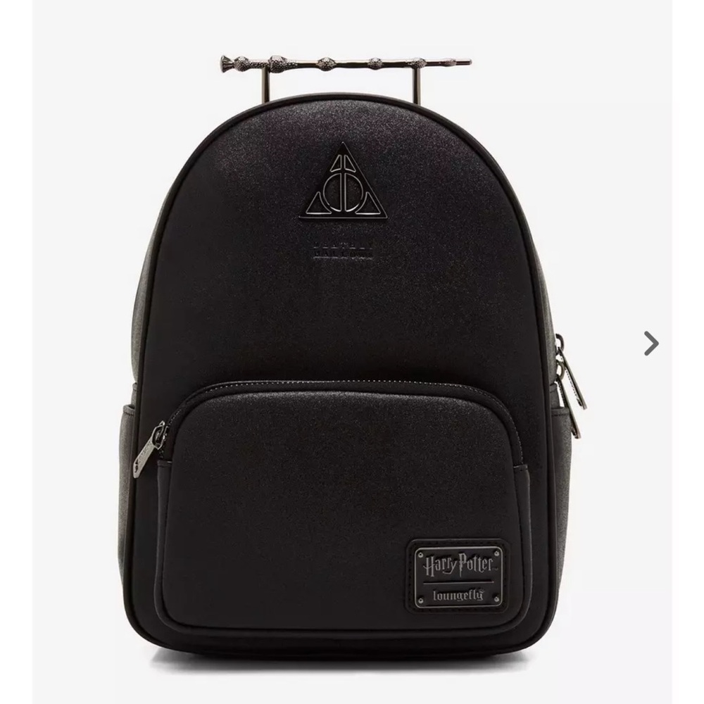 Loungefly Harry Potter Deathly Hallows Elder Wand Black Glitter Mini Backpack